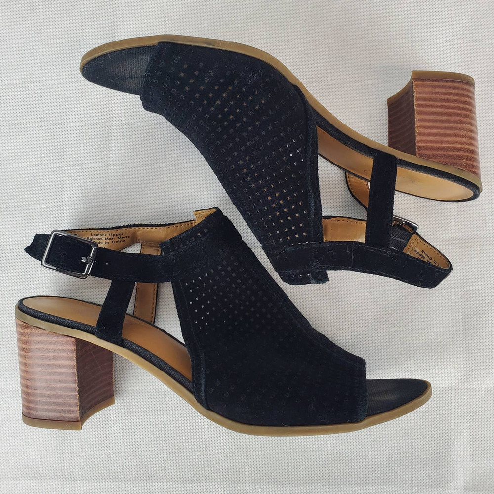 Franco Sarto Leather Harlet2 Peep Toe Sandals with Block Heel Slingback EUC 9.5M - Picture 6 of 10
